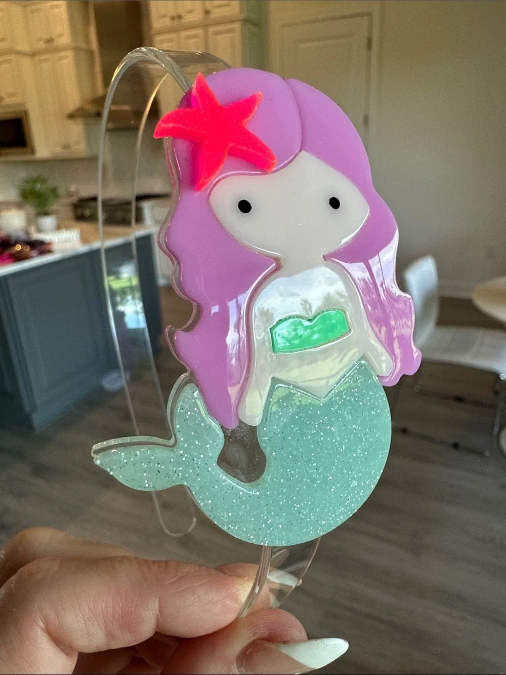Kids Mermaid Headband — Pink & Aqua Glitter